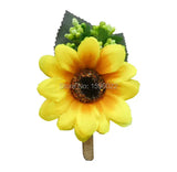 2pcs Bestman Sunflower Boutonniere Groom Accessories Suit Flowers Brooch