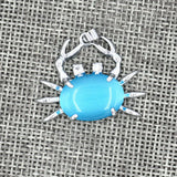 Sea Opal Silver Plated Crystal Crab Pendant Necklace 18KGP