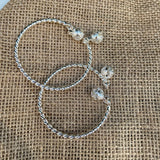 Boho Silver Plated Bracelet Ball Pendant Bangle Open Sterling Silver Bracelet