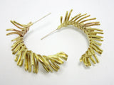 2pcs Palm Leaf Brass Earrings Stud Ear Post 925 Silver Needle