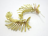 2pcs Palm Leaf Brass Earrings Stud Ear Post 925 Silver Needle
