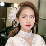 Bride Tiaras Feather Hairband Crystal Headpiece Wedding Hair Jewelry