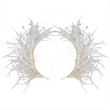 Bride Tiaras Feather Hairband Crystal Headpiece Wedding Hair Jewelry