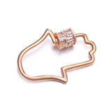 2pcs Bronze Zircon Hollowed-out Plam Lock Carabiner Jewelry Findings