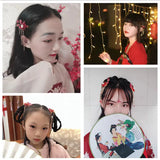Red Flower Butterfly Hair Clip Pearls Chinese Barrette Women Hanfu Dress