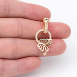 2pcs CZ Paved Butterfly Clasp, 18K Plated Brass