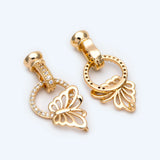 2pcs CZ Paved Butterfly Clasp, 18K Plated Brass