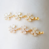 2pcs CZ Paved Flower Pendants 45x11mm, Plated Brass, Lead Nickel