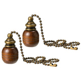 2pcs Ceiling Fan Pulls Wooden Lighting Pendant Light Zipper Chain Lamp Decor