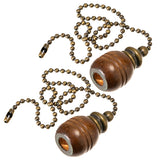 2pcs Ceiling Fan Pulls Wooden Lighting Pendant Light Zipper Chain Lamp Decor