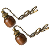 2pcs Ceiling Fan Pulls Wooden Lighting Pendant Light Zipper Chain Lamp Decor