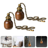2pcs Ceiling Fan Pulls Wooden Lighting Pendant Light Zipper Chain Lamp Decor