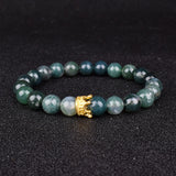 Crown Beaded Couple Bracelets Set Natural Stone Wristband Jewelry