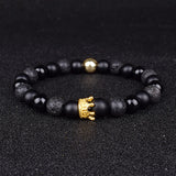Crown Beaded Couple Bracelets Set Natural Stone Wristband Jewelry