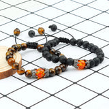 Crown Bracelet for Men Women's Natural Stone Beads Wristband