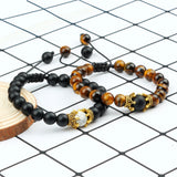 Crown Bracelet for Men Women's Natural Stone Beads Wristband