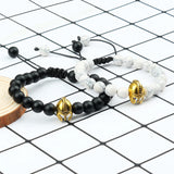 Crown Bracelet for Men Women's Natural Stone Beads Wristband