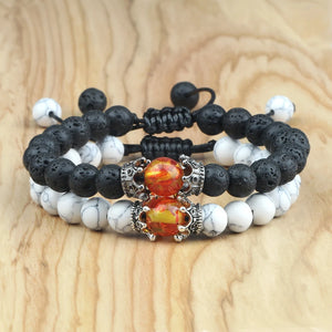 Crown Bracelet for Men Women's Natural Stone Beads Wristband