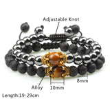 Crown Bracelet for Men Women's Natural Stone Beads Wristband