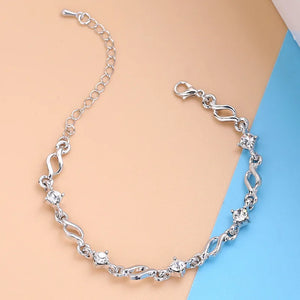 2pcs Dolphin Alloy Bracelets with Rhinestone Chains Bangles