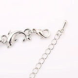 2pcs Dolphin Alloy Bracelets with Rhinestone Chains Bangles