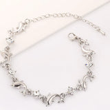 2pcs Dolphin Alloy Bracelets with Rhinestone Chains Bangles