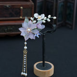 2pcs Magnolia Tassel Hair Clips Light Purple Hair Accessories