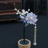 2pcs Magnolia Tassel Hair Clips Light Purple Hair Accessories