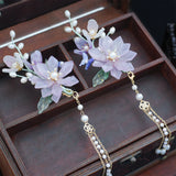 2pcs Magnolia Tassel Hair Clips Light Purple Hair Accessories