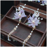 2pcs Magnolia Tassel Hair Clips Light Purple Hair Accessories