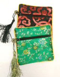2pcs Chinese Coin Tassel Embroidery Brocade Silk Coin Bags