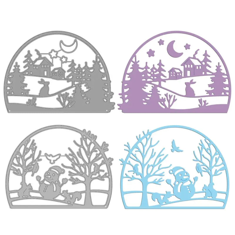 2pcs Christmas Metal Cutting Dies - Trees Snowmen DIY Scrapbooking