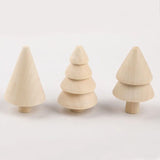 2pcs Christmas Wooden Tree Decor Painted Toys DIY Natural Craft Accessories