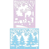 2pcs Christmas Trees and Deer Frame Metal Cutting Dies with Snowflake Pattern