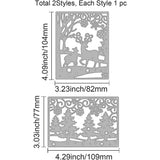 2pcs Christmas Trees and Deer Frame Metal Cutting Dies with Snowflake Pattern