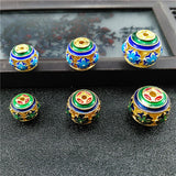 2pcs Enamel Flower Round Beads DIY Copper Jewelry Making Earrings