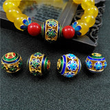 2pcs Enamel Flower Round Beads DIY Copper Jewelry Making Earrings