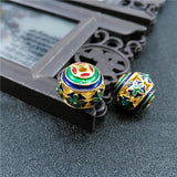 2pcs Enamel Flower Round Beads DIY Copper Jewelry Making Earrings