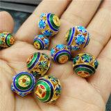 2pcs Enamel Flower Round Beads DIY Copper Jewelry Making Earrings