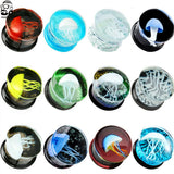 Ocean Jellyfish Glass Ear Plugs Tunnel Expander Earring Piercing
