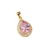 2pcs Copper Clad Water Drop Zircon Pendant Diy Necklace Charms