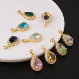 2pcs Copper Clad Water Drop Zircon Pendant Diy Necklace Charms