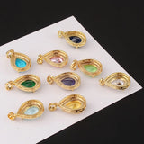 2pcs Copper Clad Water Drop Zircon Pendant Diy Necklace Charms