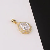 2pcs Copper Clad Water Drop Zircon Pendant Diy Necklace Charms