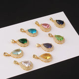 2pcs Copper Clad Water Drop Zircon Pendant Diy Necklace Charms