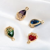 Copper Plating Drops Zircon Flowers Pendant DIY Jewelry Earrings Accessories