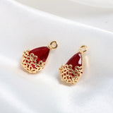 Copper Plating Drops Zircon Flowers Pendant DIY Jewelry Earrings Accessories