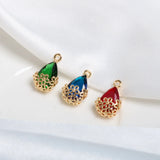 Copper Plating Drops Zircon Flowers Pendant DIY Jewelry Earrings Accessories