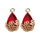 Copper Plating Drops Zircon Flowers Pendant DIY Jewelry Earrings Accessories