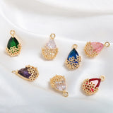 Copper Plating Drops Zircon Flowers Pendant DIY Jewelry Earrings Accessories